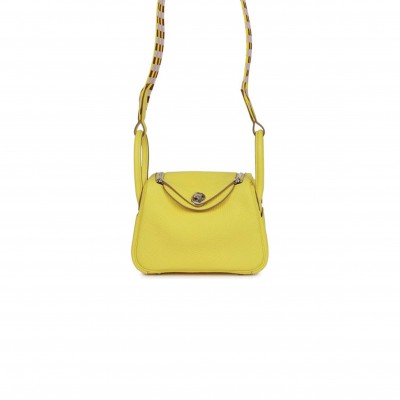 HERMES MINI LINDY LIME CLEMENCE PALLADIUM HARDWARE (19*12.5*9)