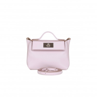 HERMES MINI 2424 BAG MAUVE PALE VERSO EVERCOLOR AND SWIFT PALLADIUM HARDWARE (23*17*11cm)