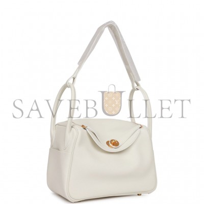 HERMES LINDY 26 WHITE EVERCOLOR GOLD HARDWARE (26*18*12cm)