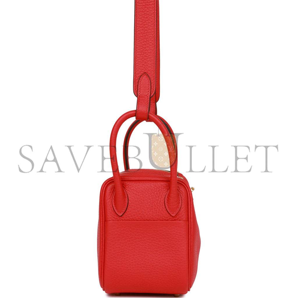 HERMES MINI LINDY ROUGE DE COEUR CLEMENCE GOLD HARDWARE (19*12.5*9) HERMES MINI LINDY ROUGE DE COEUR CLEMENCE GOLD HARDWARE (19*12.5*9)