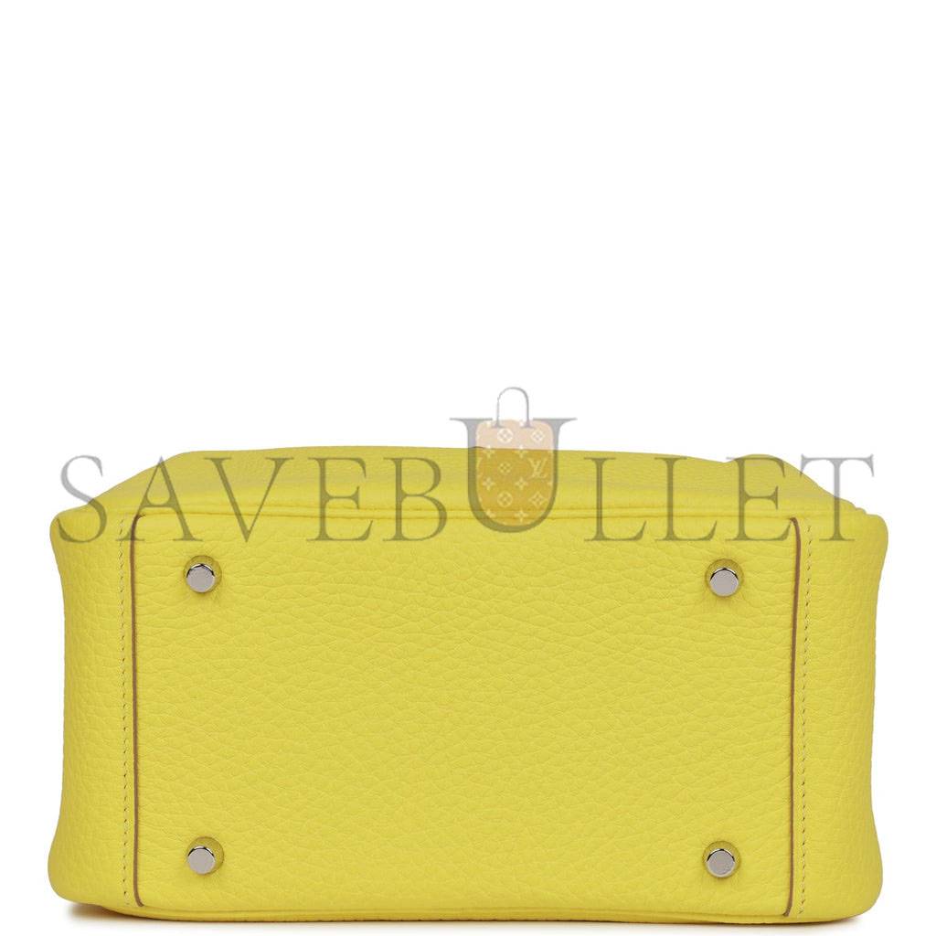 HERMES MINI LINDY LIME CLEMENCE PALLADIUM HARDWARE (19*12.5*9) HERMES MINI LINDY LIME CLEMENCE PALLADIUM HARDWARE (19*12.5*9)
