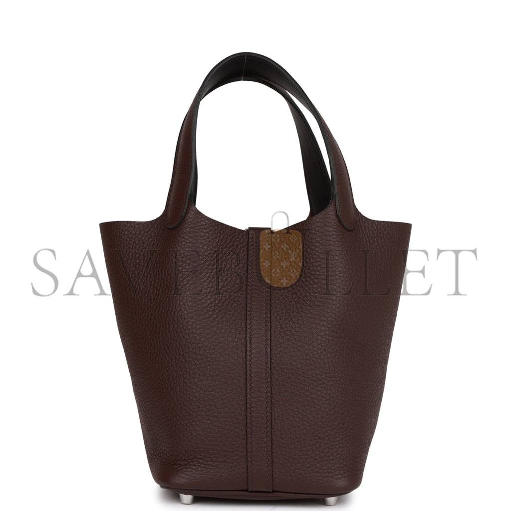 HERMES ECLAT PICOTIN LOCK 18 ROUGE SELLIER CLEMENCE PALLADIUM HARDWARE (22cm) HERMES ECLAT PICOTIN LOCK 18 ROUGE SELLIER CLEMENCE PALLADIUM HARDWARE (22cm)