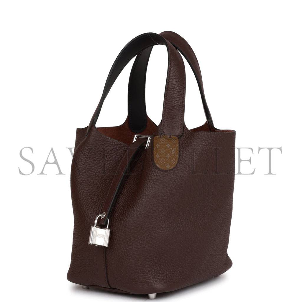 HERMES ECLAT PICOTIN LOCK 18 ROUGE SELLIER CLEMENCE PALLADIUM HARDWARE (22cm) HERMES ECLAT PICOTIN LOCK 18 ROUGE SELLIER CLEMENCE PALLADIUM HARDWARE (22cm)