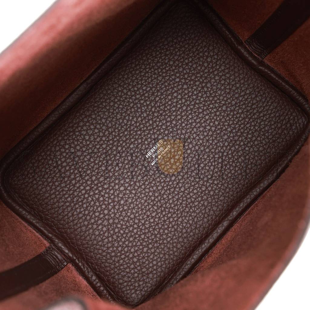 HERMES ECLAT PICOTIN LOCK 18 ROUGE SELLIER CLEMENCE PALLADIUM HARDWARE (22cm) HERMES ECLAT PICOTIN LOCK 18 ROUGE SELLIER CLEMENCE PALLADIUM HARDWARE (22cm)