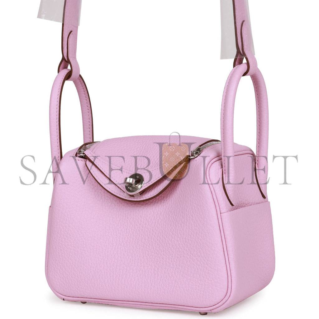 HERMES MINI LINDY MAUVE SYLVESTRE CLEMENCE PALLADIUM HARDWARE (19*12.5*9) HERMES MINI LINDY MAUVE SYLVESTRE CLEMENCE PALLADIUM HARDWARE (19*12.5*9)