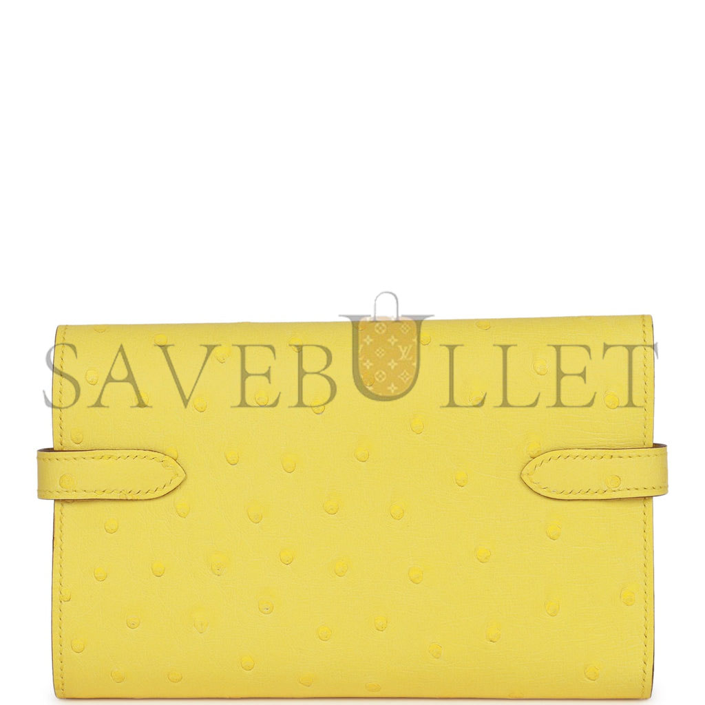 HERMES MEDIUM KELLY DEPLIANT WALLET JAUNE CITRON OSTRICH PALLADIUM HARDWARE (15*10*3cm) HERMES MEDIUM KELLY DEPLIANT WALLET JAUNE CITRON OSTRICH PALLADIUM HARDWARE (15*10*3cm)