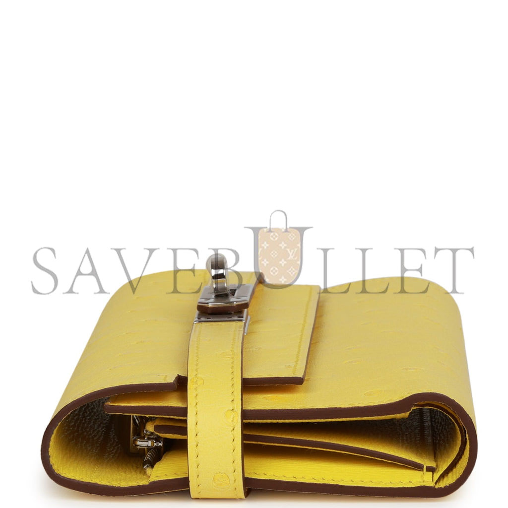 HERMES MEDIUM KELLY DEPLIANT WALLET JAUNE CITRON OSTRICH PALLADIUM HARDWARE (15*10*3cm) HERMES MEDIUM KELLY DEPLIANT WALLET JAUNE CITRON OSTRICH PALLADIUM HARDWARE (15*10*3cm)