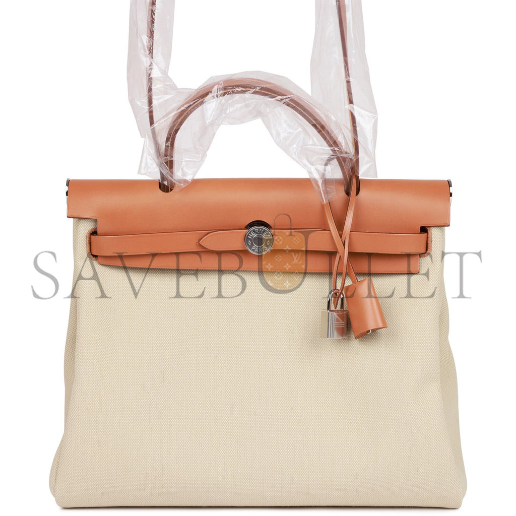 HERMES HERBAG ZIP PM 31 BETON TOILE H BERLINE VACHE NATUREL HUNTER PALLADIUM HARDWARE(30*27*11cm) HERMES HERBAG ZIP PM 31 BETON TOILE H BERLINE VACHE NATUREL HUNTER PALLADIUM HARDWARE(30*27*11cm)