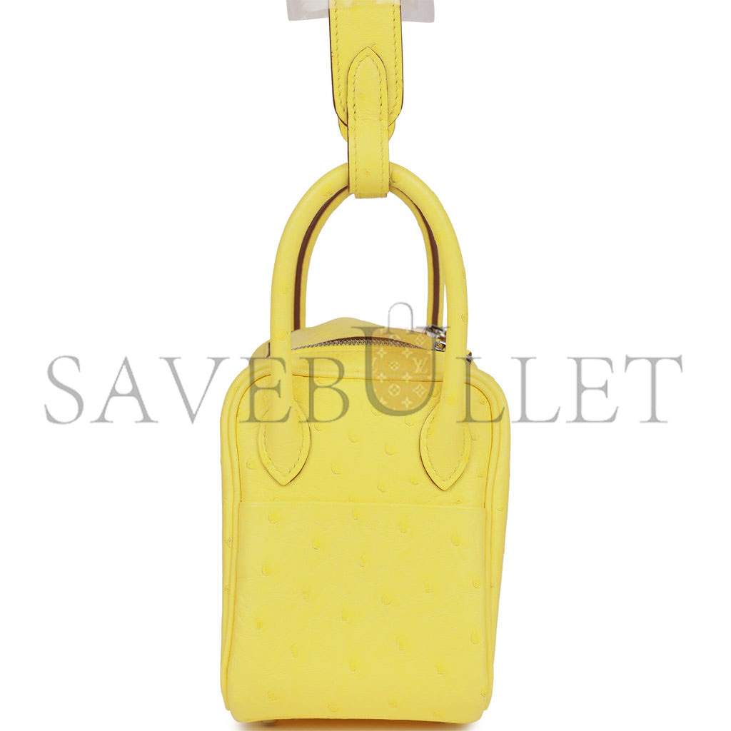 HERMES MINI LINDY JAUNE CITRON OSTRICH PALLADIUM HARDWARE (19*12.5*9) HERMES MINI LINDY JAUNE CITRON OSTRICH PALLADIUM HARDWARE (19*12.5*9)