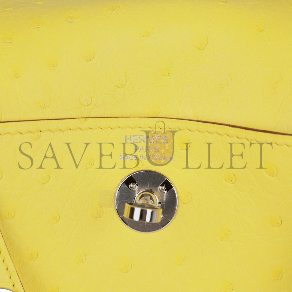HERMES MINI LINDY JAUNE CITRON OSTRICH PALLADIUM HARDWARE (19*12.5*9) HERMES MINI LINDY JAUNE CITRON OSTRICH PALLADIUM HARDWARE (19*12.5*9)