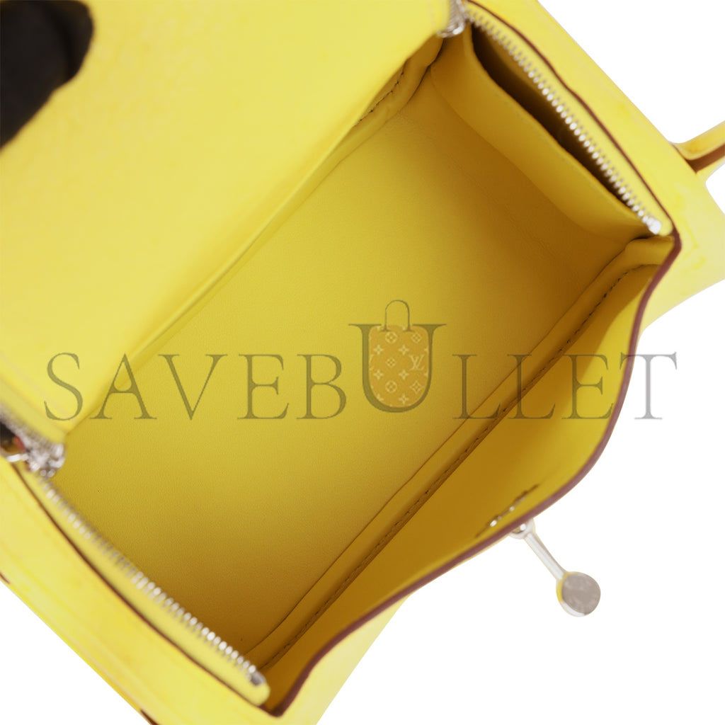 HERMES MINI LINDY JAUNE CITRON OSTRICH PALLADIUM HARDWARE (19*12.5*9) HERMES MINI LINDY JAUNE CITRON OSTRICH PALLADIUM HARDWARE (19*12.5*9)
