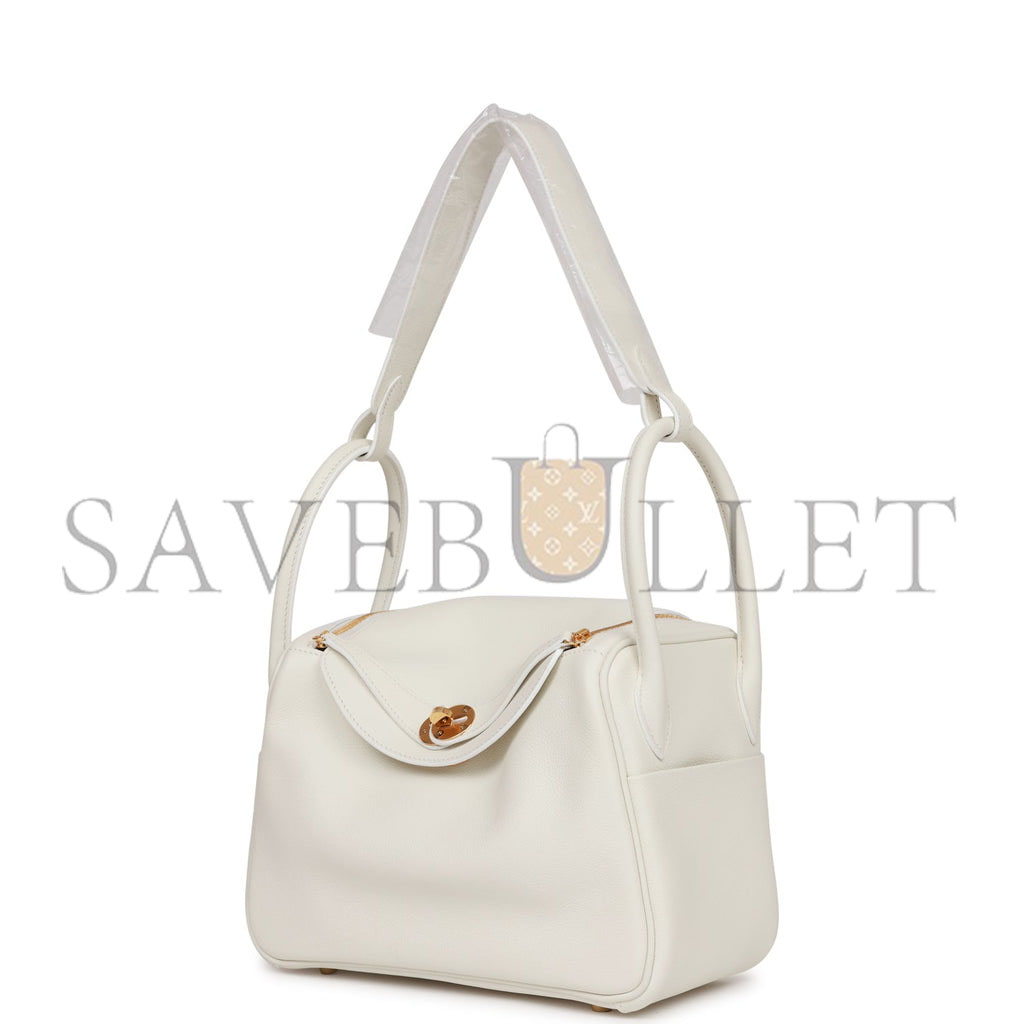 HERMES LINDY 26 WHITE EVERCOLOR GOLD HARDWARE (26*18*12cm) HERMES LINDY 26 WHITE EVERCOLOR GOLD HARDWARE (26*18*12cm)