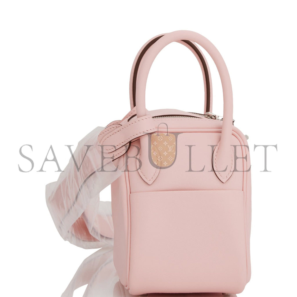 HERMES MINI LINDY ROSE SAKURA SWIFT PALLADIUM HARDWARE (19*12.5*9) HERMES MINI LINDY ROSE SAKURA SWIFT PALLADIUM HARDWARE (19*12.5*9)