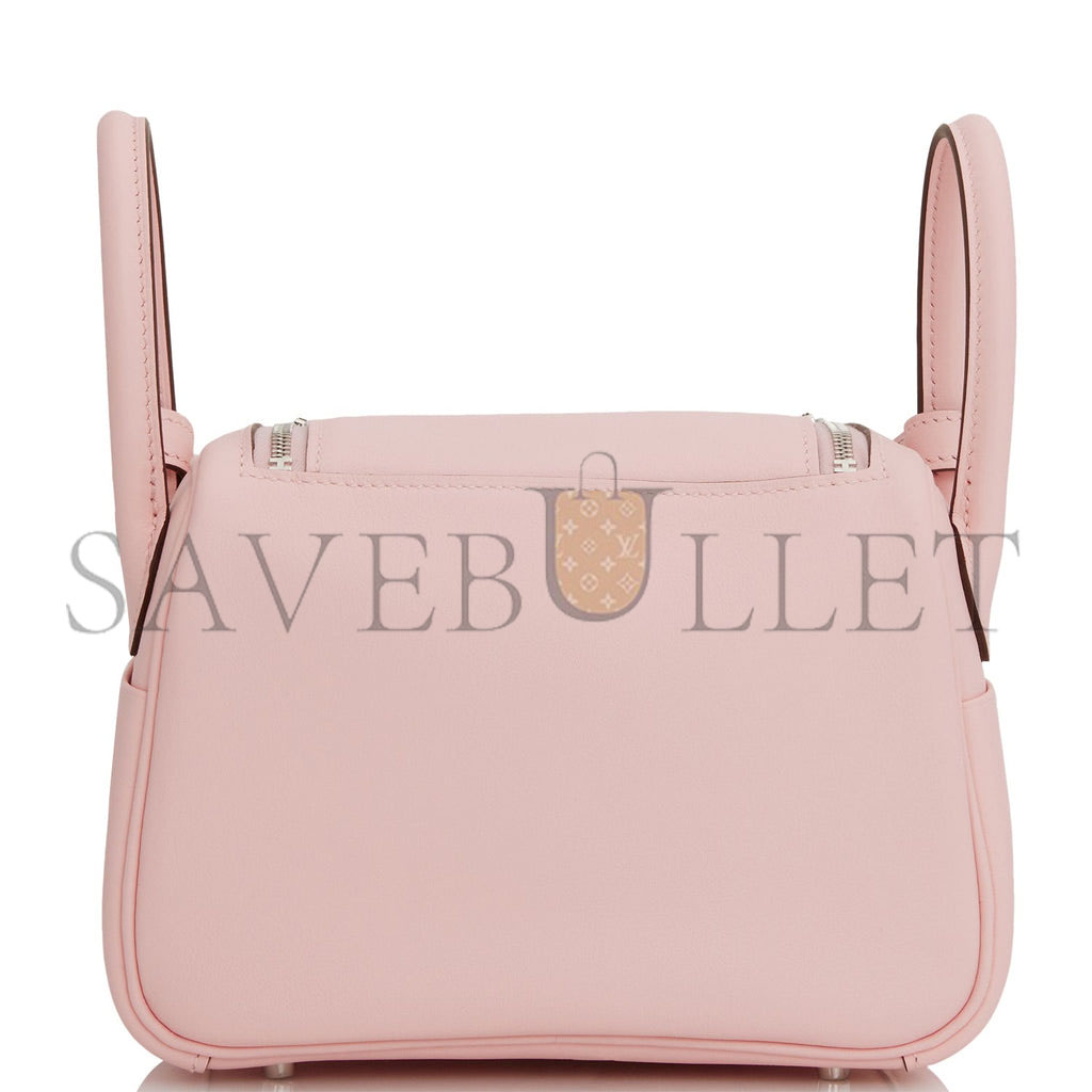 HERMES MINI LINDY ROSE SAKURA SWIFT PALLADIUM HARDWARE (19*12.5*9) HERMES MINI LINDY ROSE SAKURA SWIFT PALLADIUM HARDWARE (19*12.5*9)