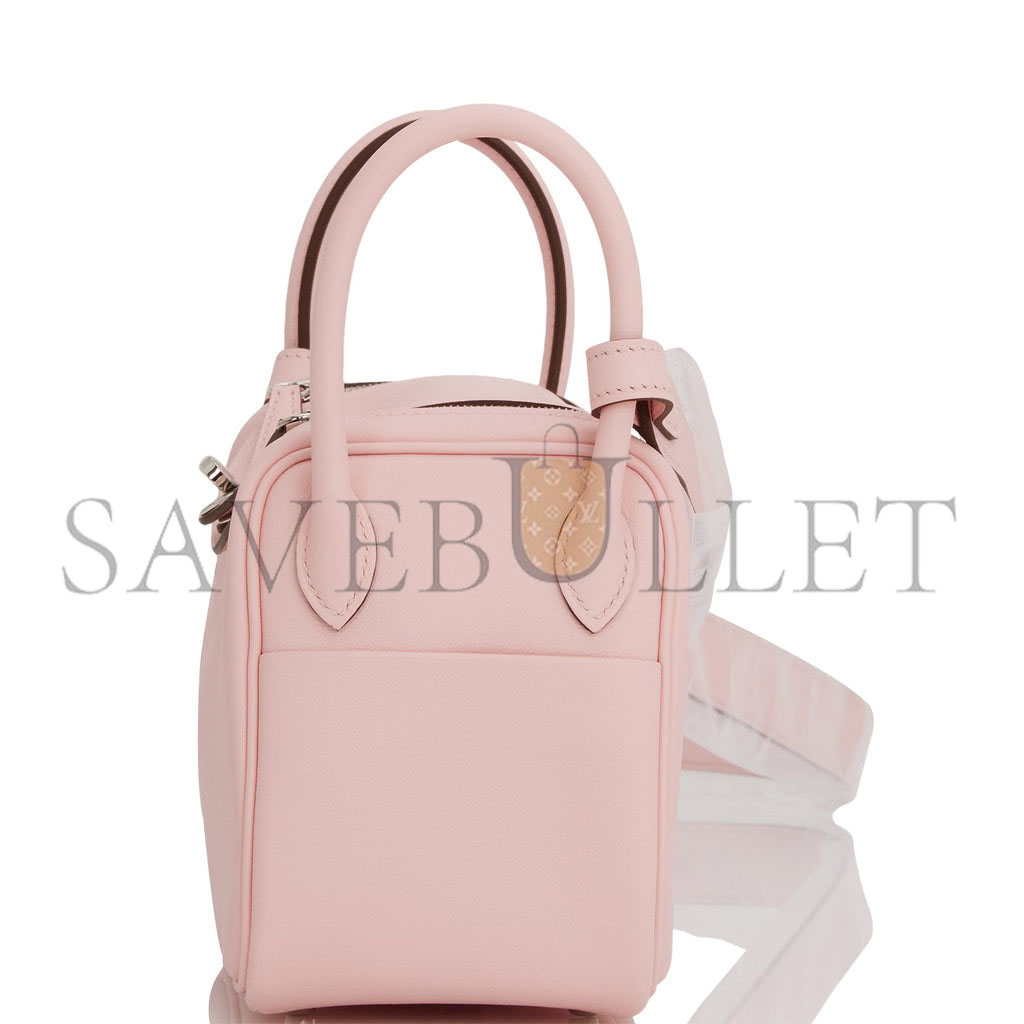 HERMES MINI LINDY ROSE SAKURA SWIFT PALLADIUM HARDWARE (19*12.5*9) HERMES MINI LINDY ROSE SAKURA SWIFT PALLADIUM HARDWARE (19*12.5*9)