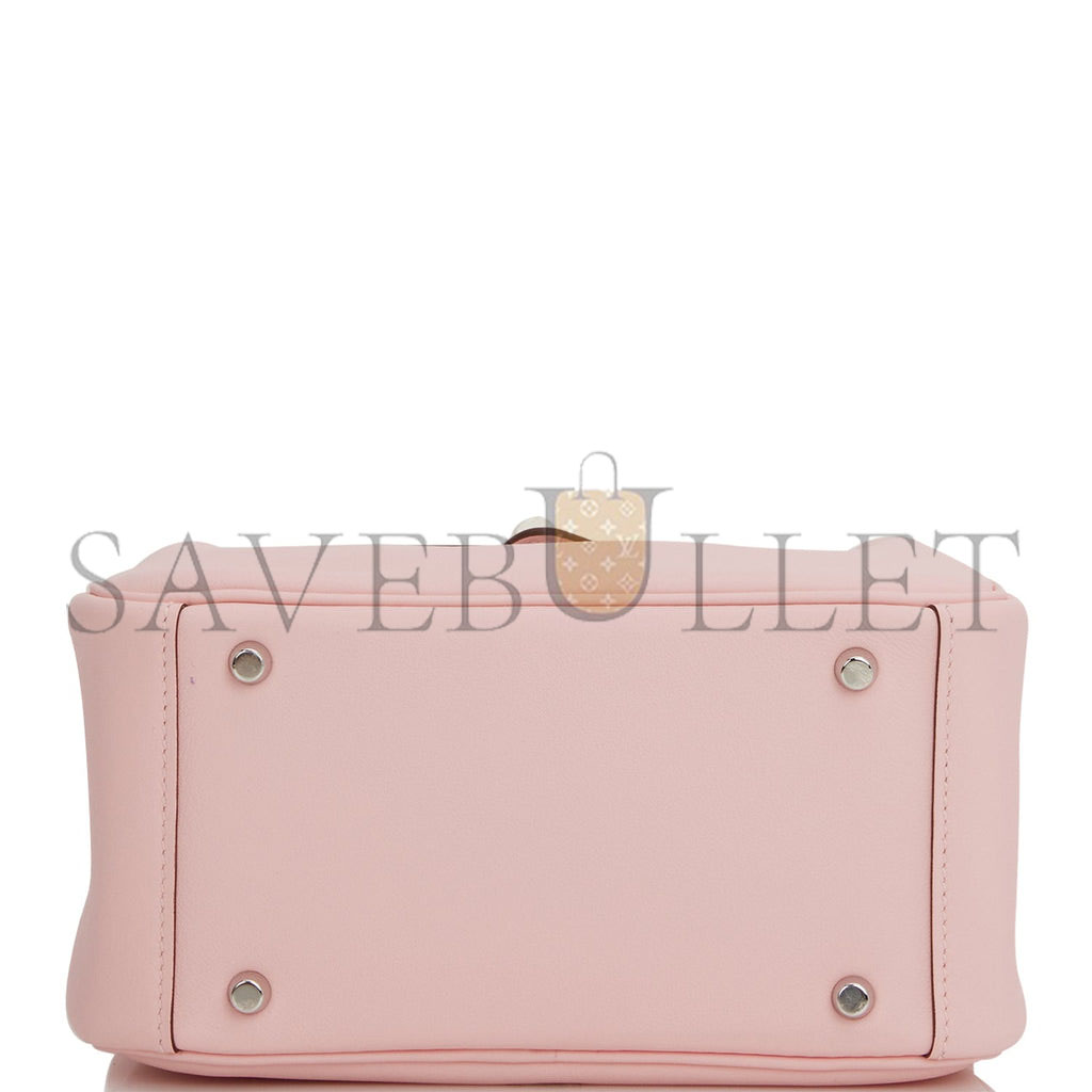 HERMES MINI LINDY ROSE SAKURA SWIFT PALLADIUM HARDWARE (19*12.5*9) HERMES MINI LINDY ROSE SAKURA SWIFT PALLADIUM HARDWARE (19*12.5*9)
