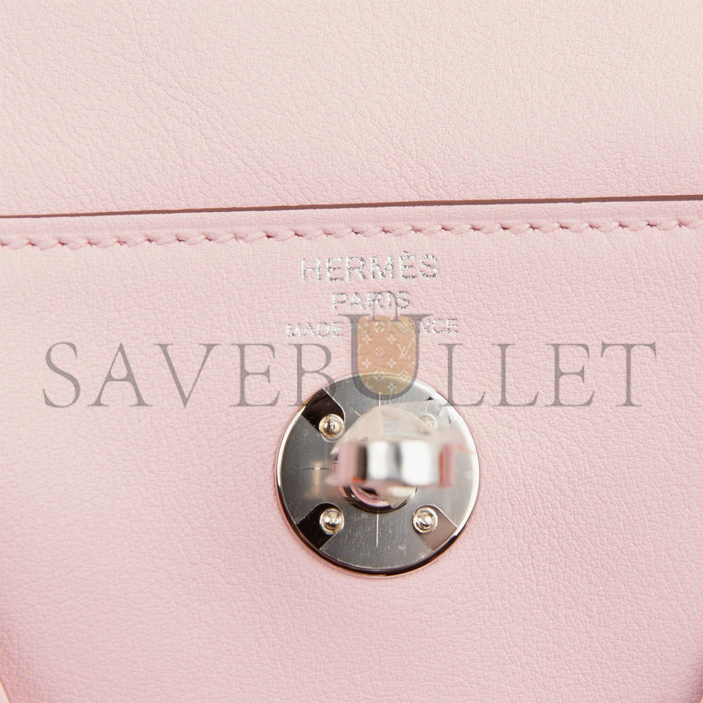 HERMES MINI LINDY ROSE SAKURA SWIFT PALLADIUM HARDWARE (19*12.5*9) HERMES MINI LINDY ROSE SAKURA SWIFT PALLADIUM HARDWARE (19*12.5*9)